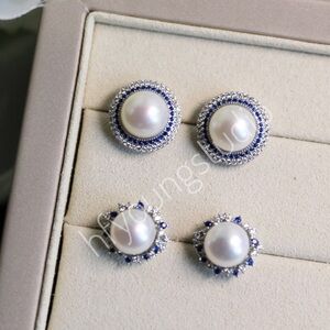 Blue Vintage Style Freshwater Pearl Earrings